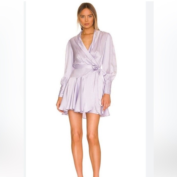 Zimmermann Silk Wrap Lilac Light Lavender Mini Dress Size 0 - Picture 1 of 6